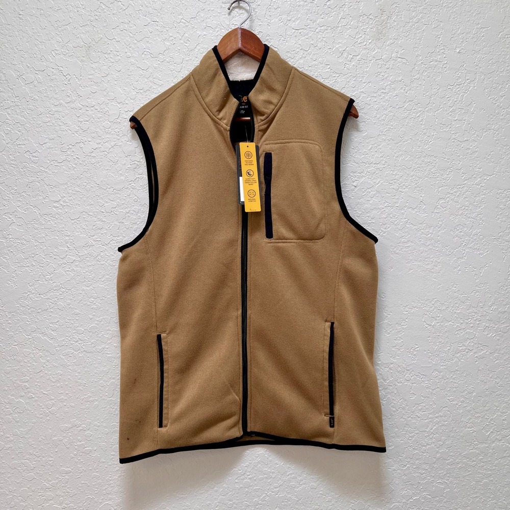 Lee Mens Full Zip Fleece Vest Tan Sherpa Collar M NWT Gorpcore Outdoor